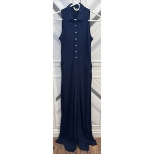 Lauren Ralph Lauren Women's Small Navy Sleeveless Wide Leg Romper ***No‎ Belt***